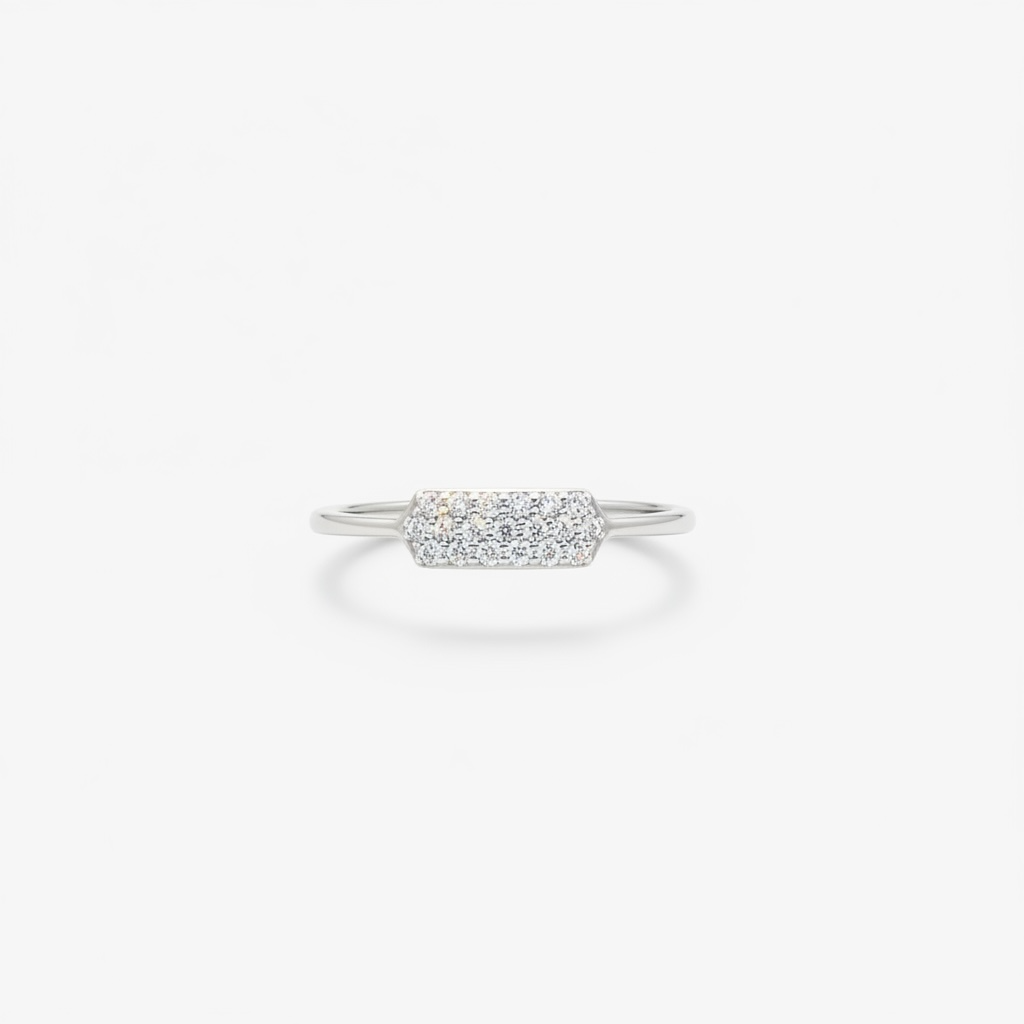 Bague Or Blanc Pavée Diamants