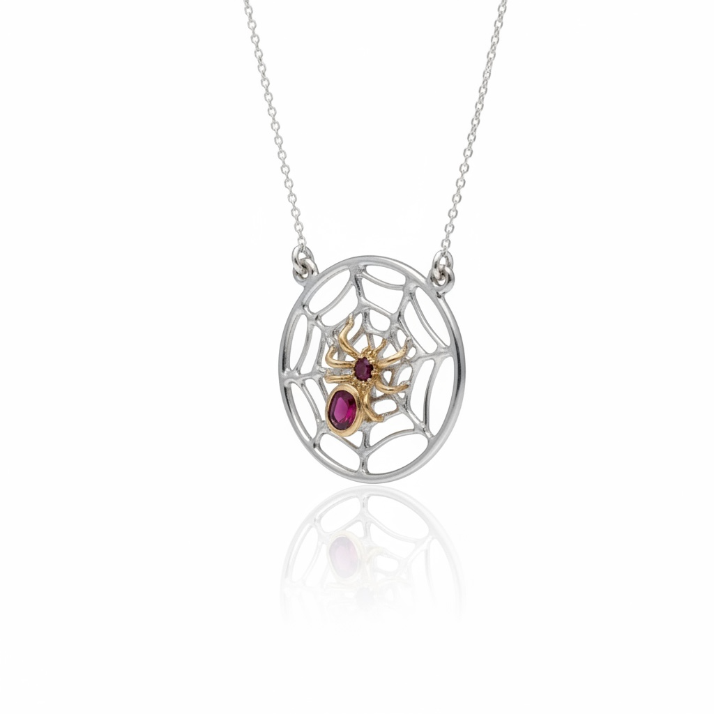 Pendentif toile d’araignée rubis – Or 18 carats