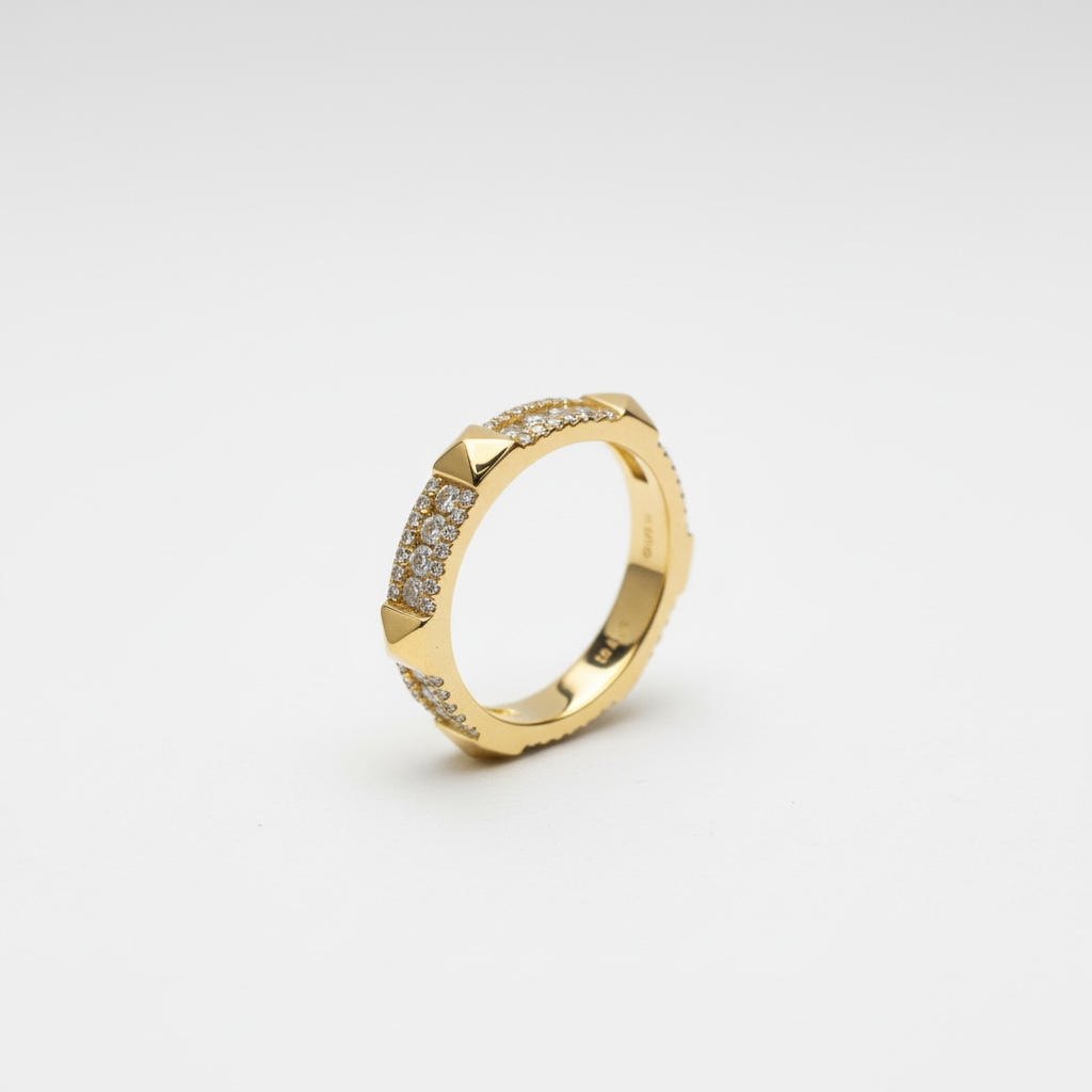 Bague Or Jaune pavée diiamants