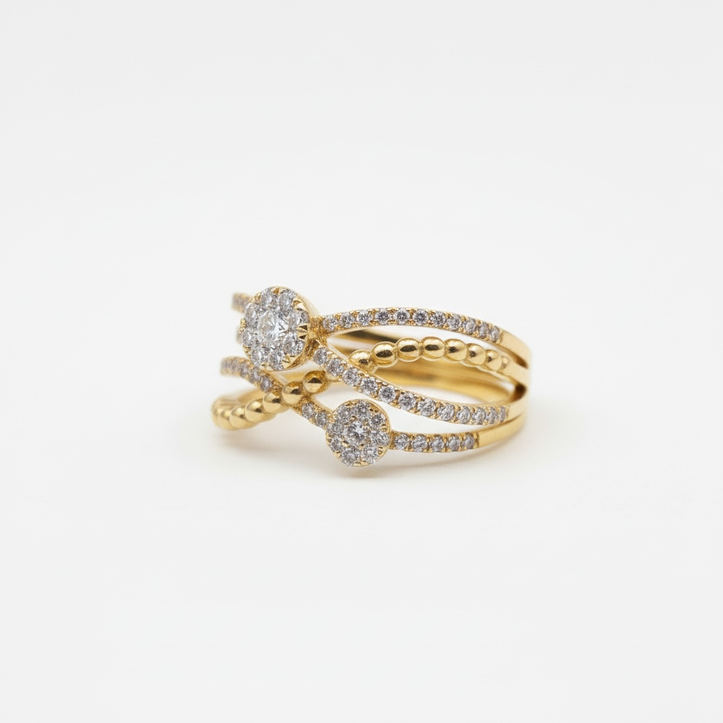 Bague Or Jaune Pavée Diamants 0,60 ct