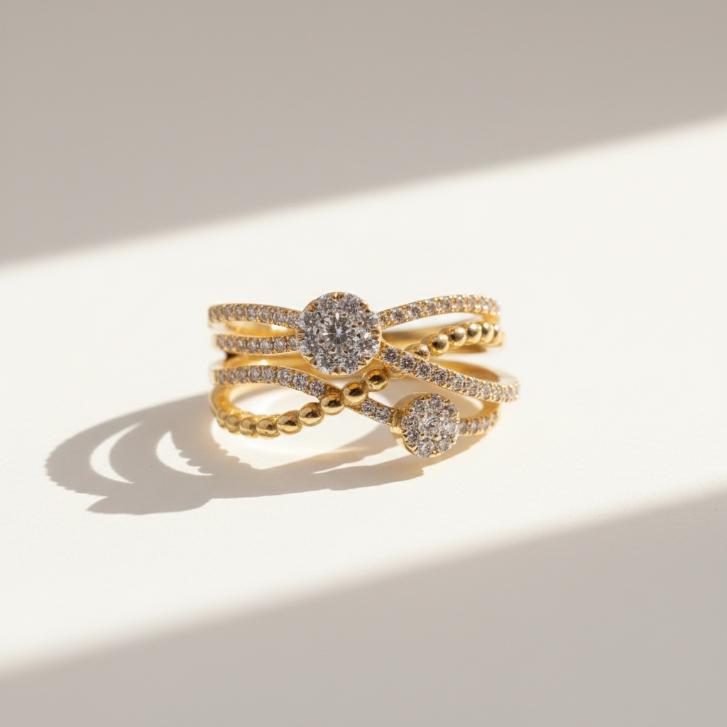 Bague Or Jaune Pavée Diamants 0,60 ct