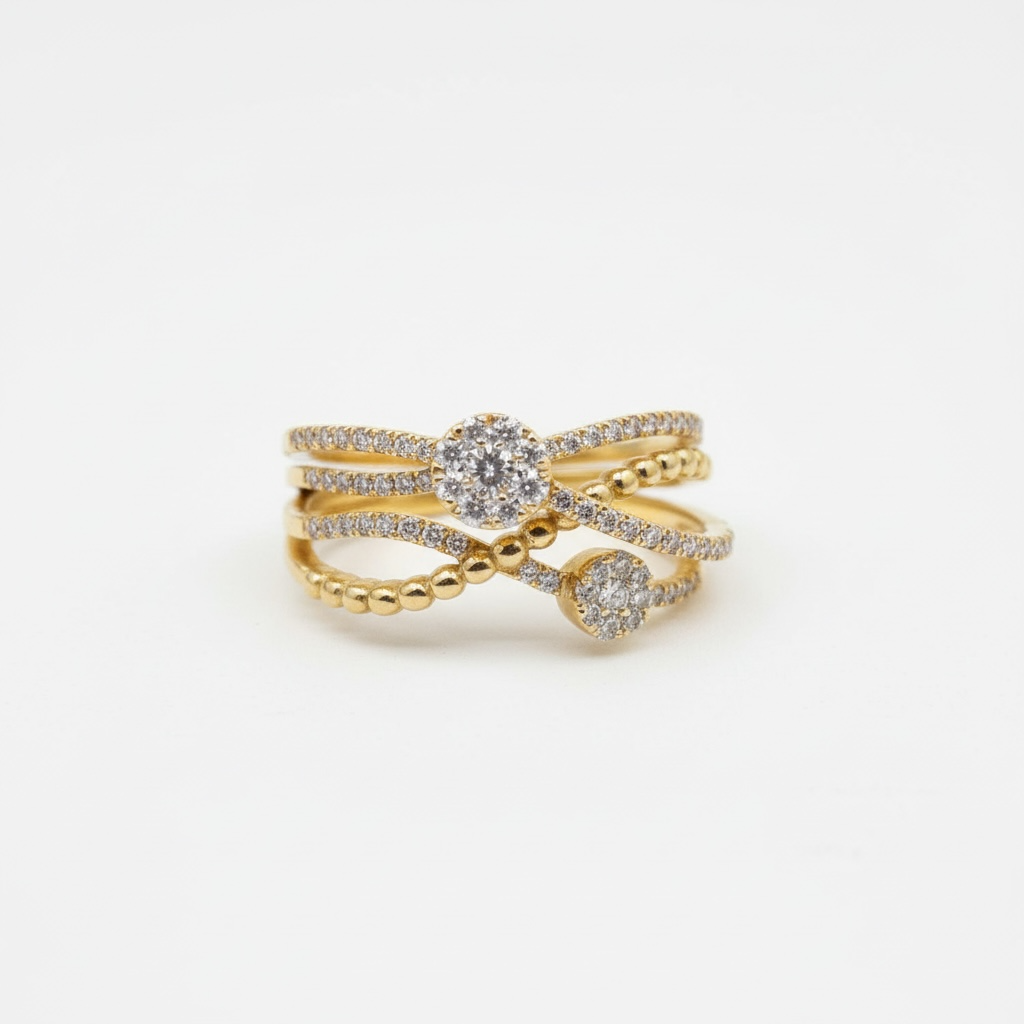 Bague Or Jaune Pavée Diamants 0,60 ct