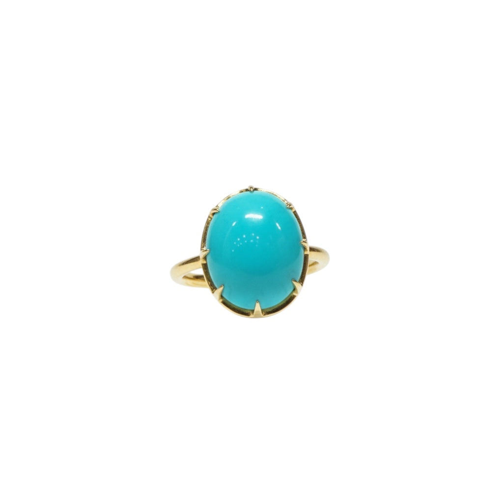 Bague or jaune & turquoise
