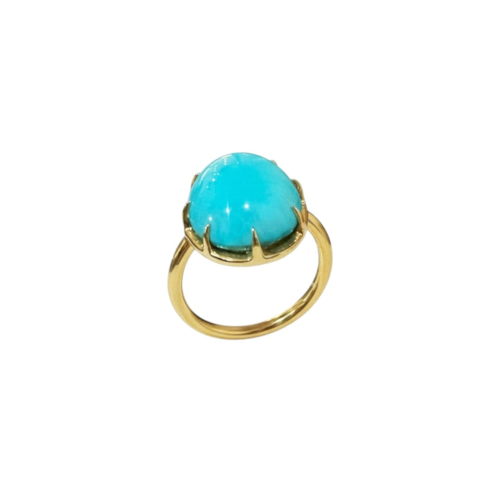 Bague or jaune & turquoise