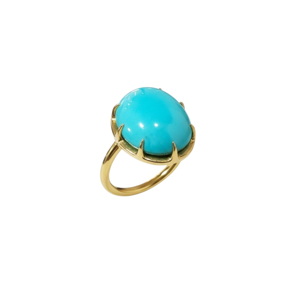 Bague or jaune & turquoise