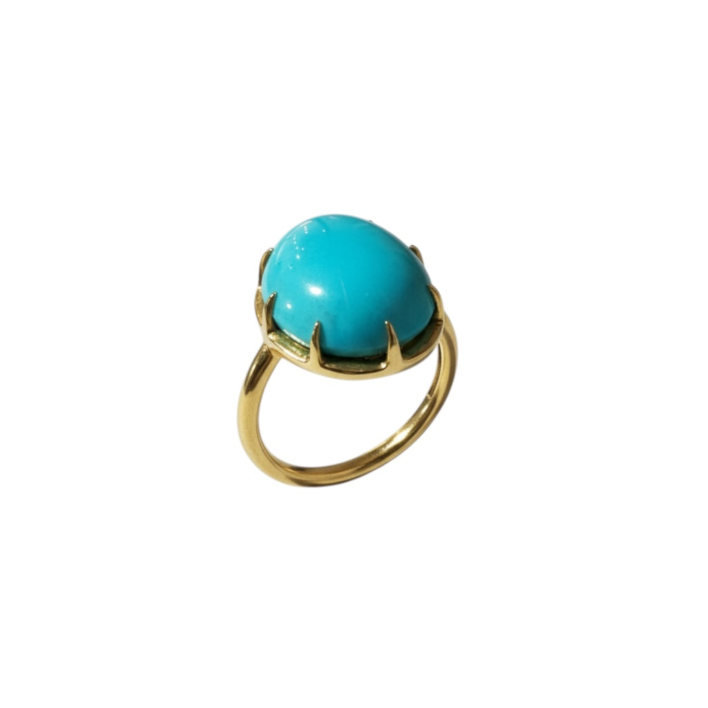 Bague or jaune & turquoise
