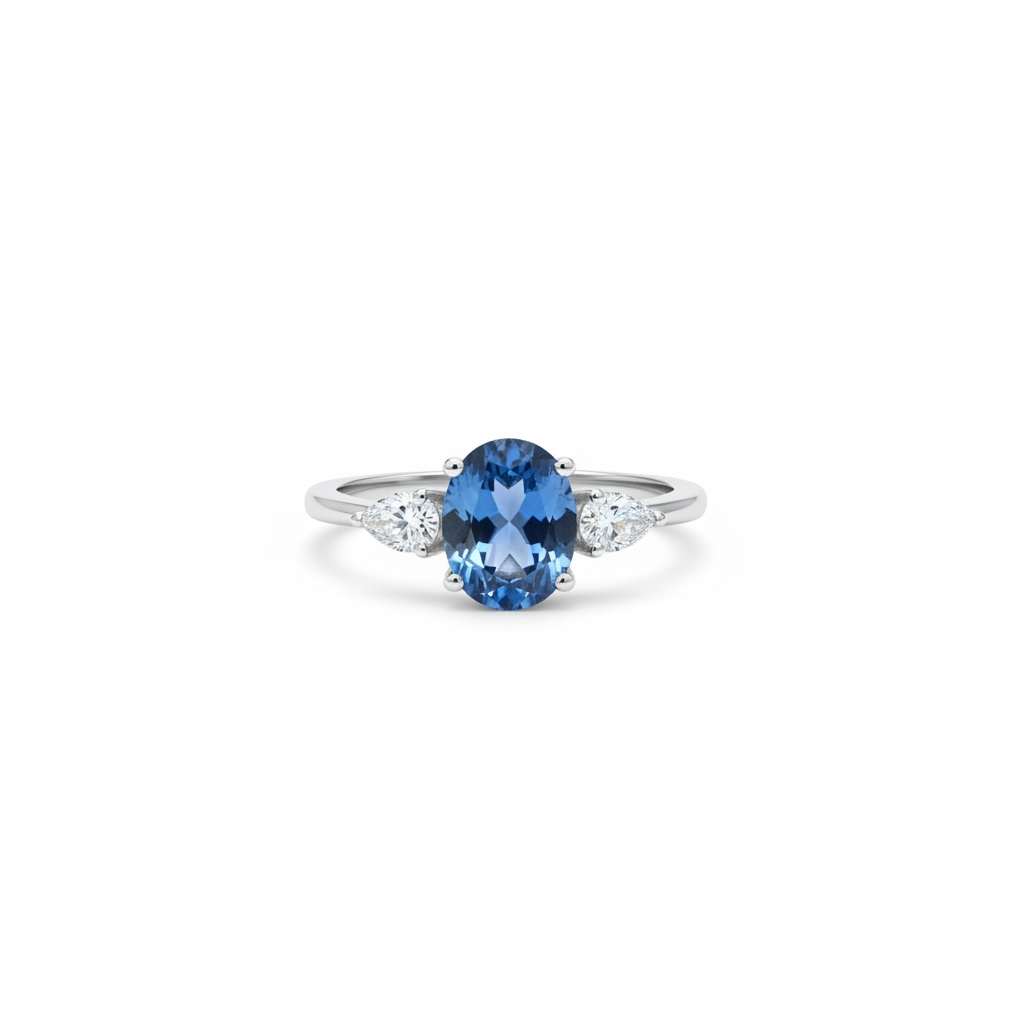 Bague tanzanite et diamants en or gris 18K