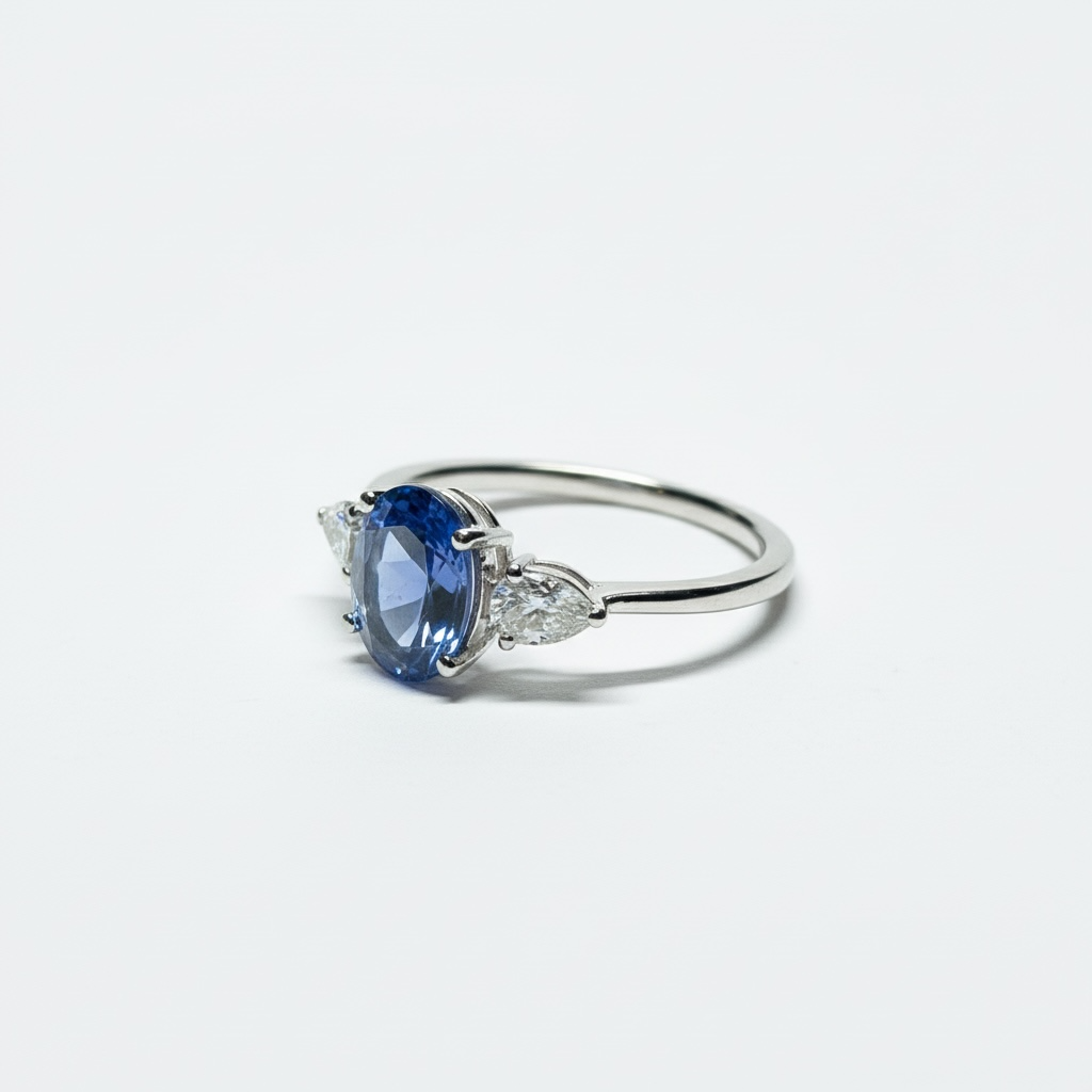 Bague tanzanite et diamants en or gris 18K