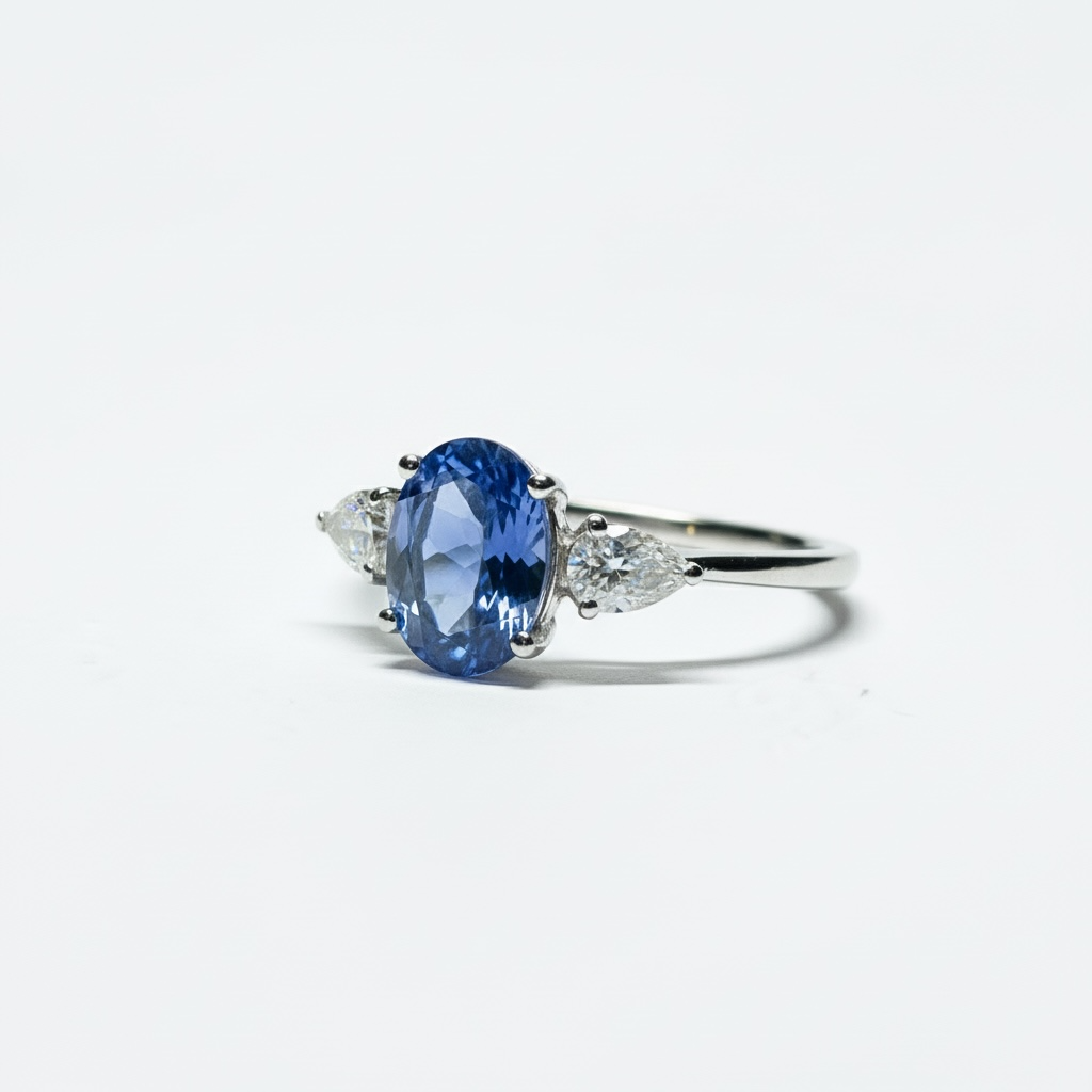 Bague tanzanite et diamants en or gris 18K