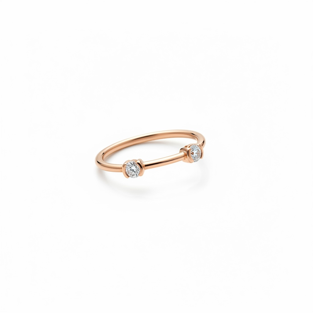 Bague en or rose 18 carats avec diamants sertis demi-clos 0,16 ct