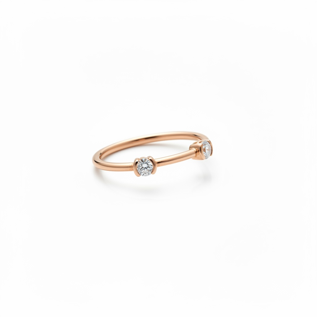Bague en or rose 18 carats avec diamants sertis demi-clos 0,16 ct