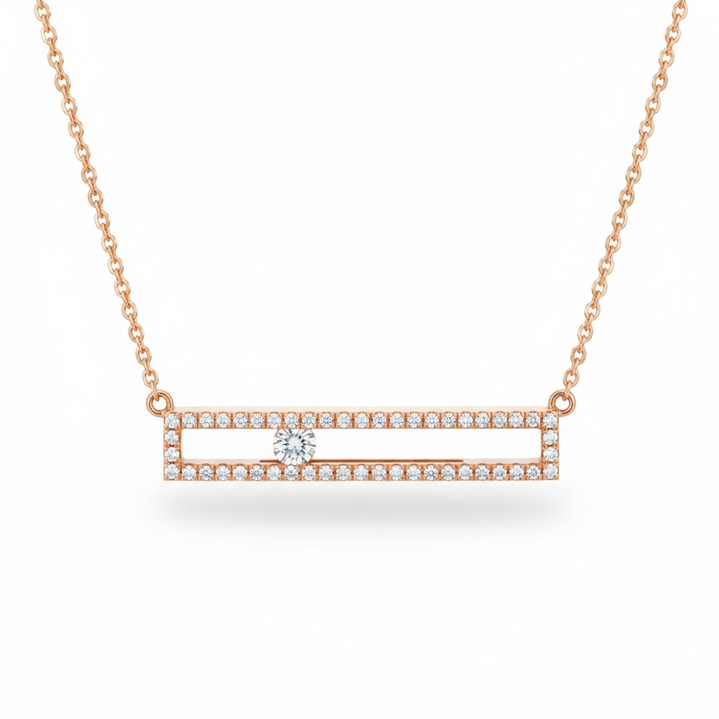 Collier diamant en or rose 18K