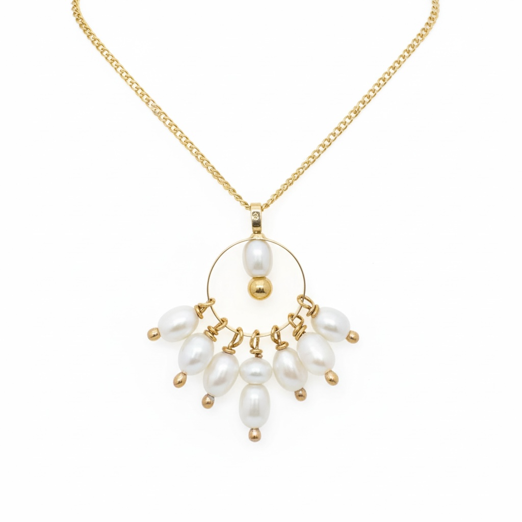 Collier pendeperles en or jaune 18K