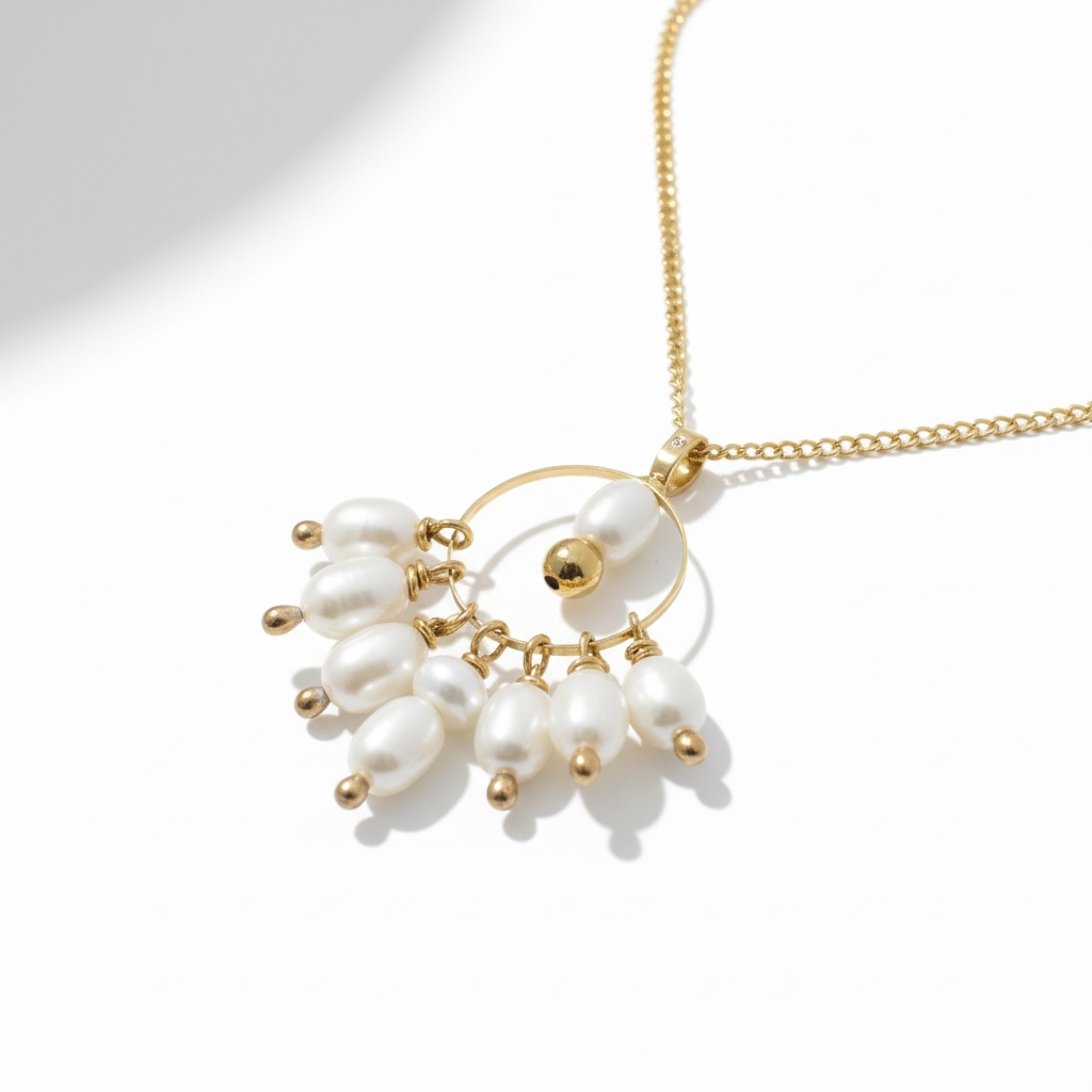 Collier pendeperles en or jaune 18K