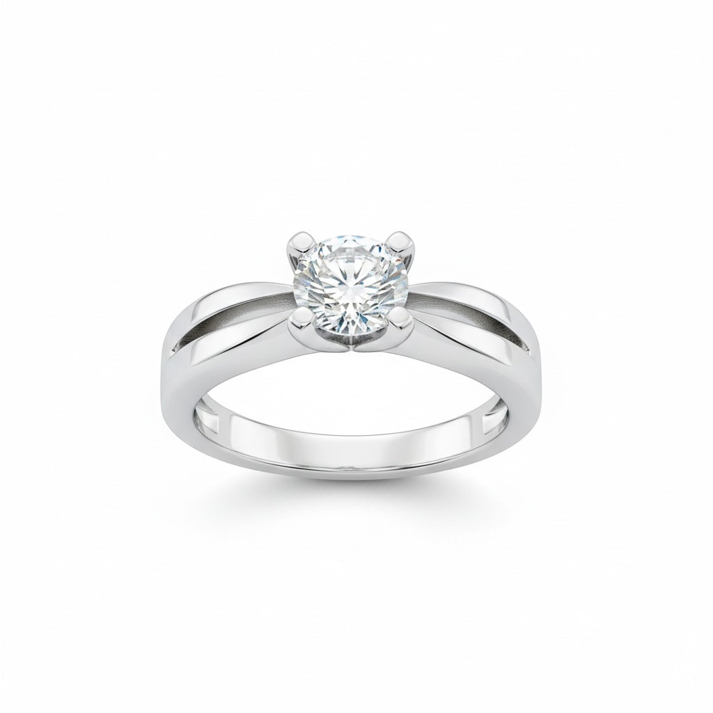 Bague solitaire diamant en or gris 18K