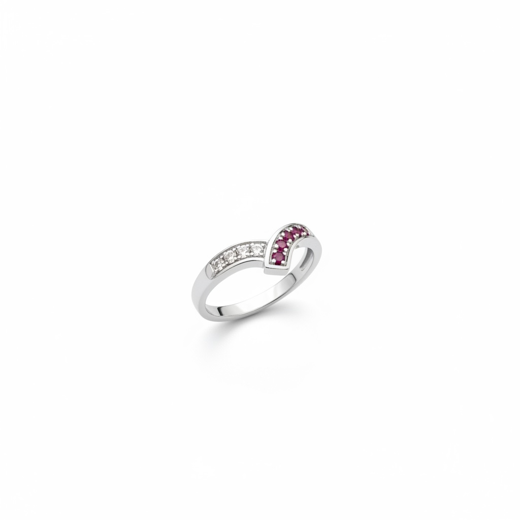 Bague or blanc - Diamants & Rubis