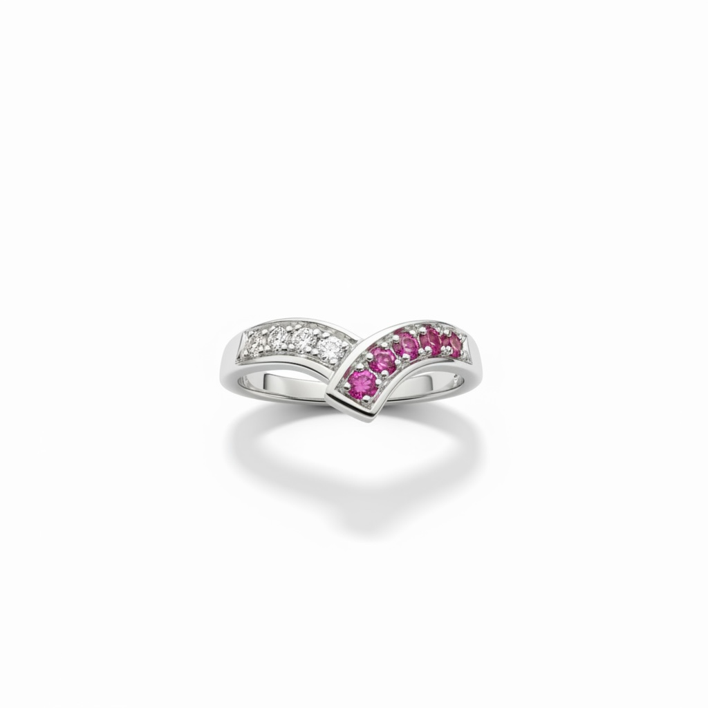 Bague or blanc - Diamants & Rubis