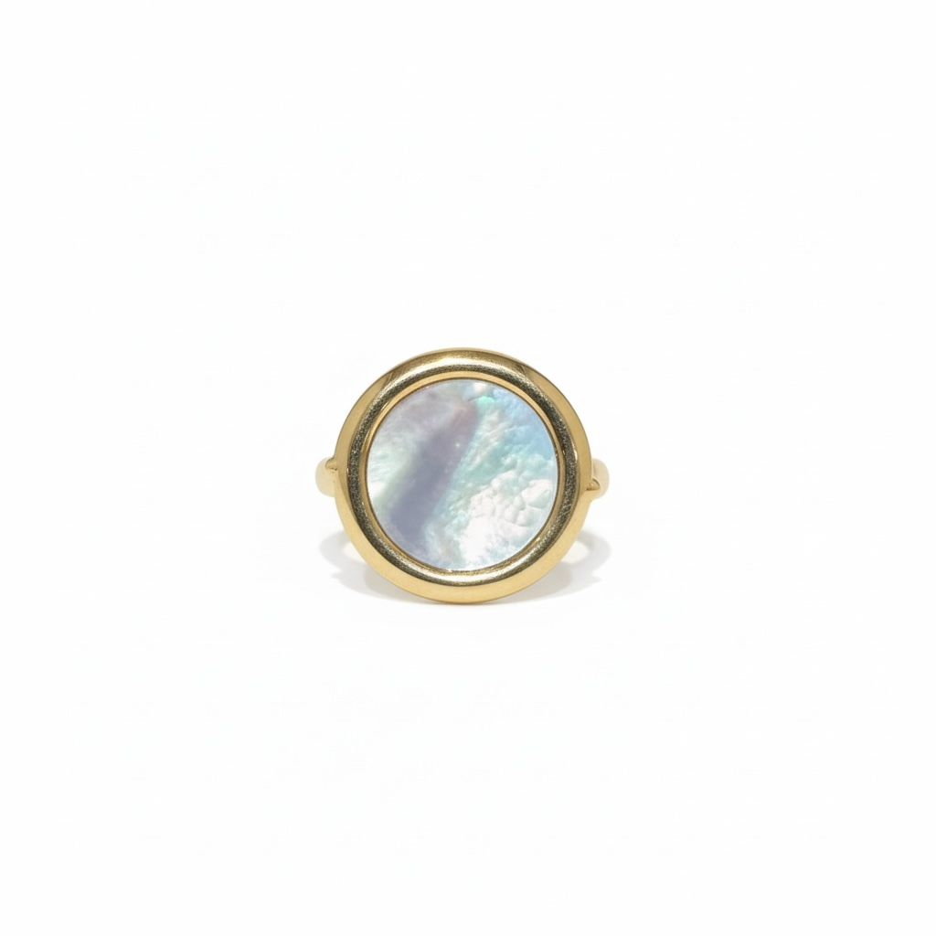 bague or jaune & nacre