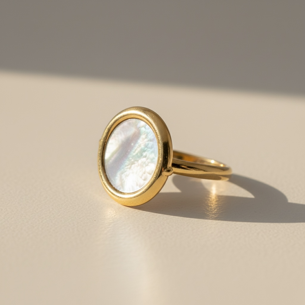 bague or jaune & nacre