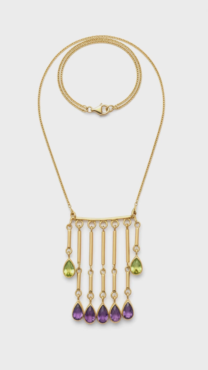 Collier Or Jaune Améthystes & Péridots