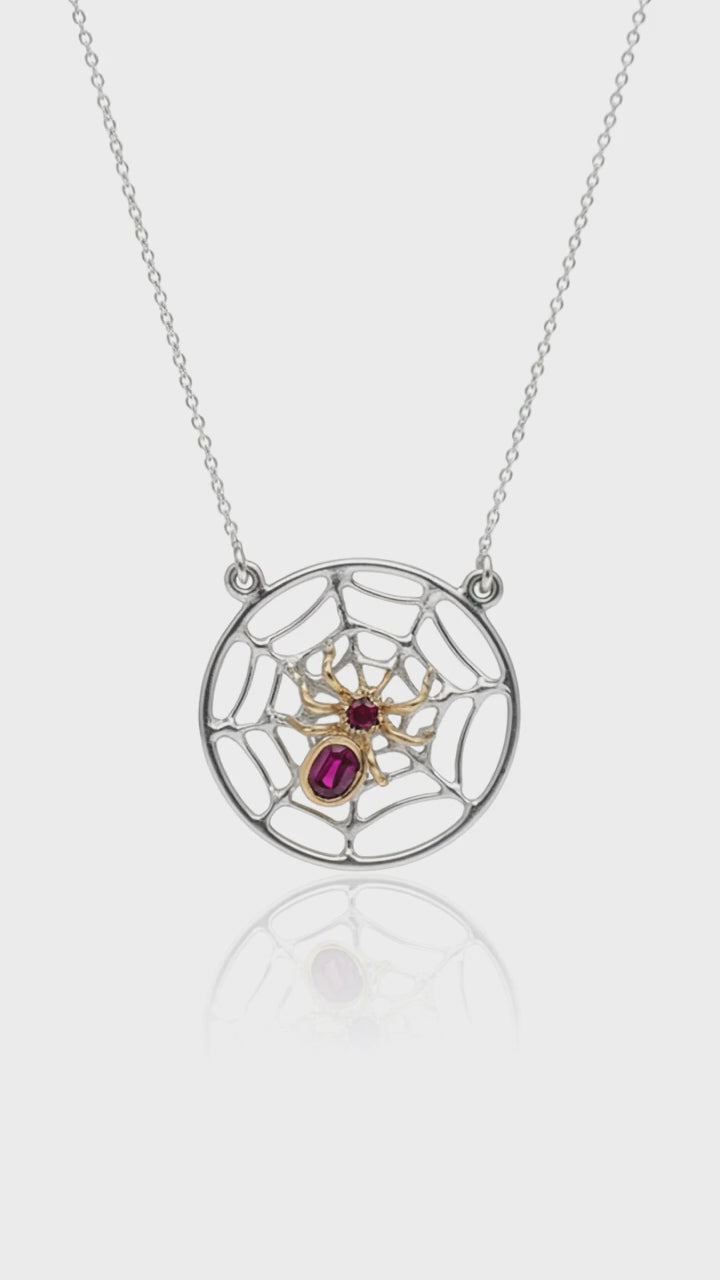 Pendentif toile d’araignée rubis – Or 18 carats