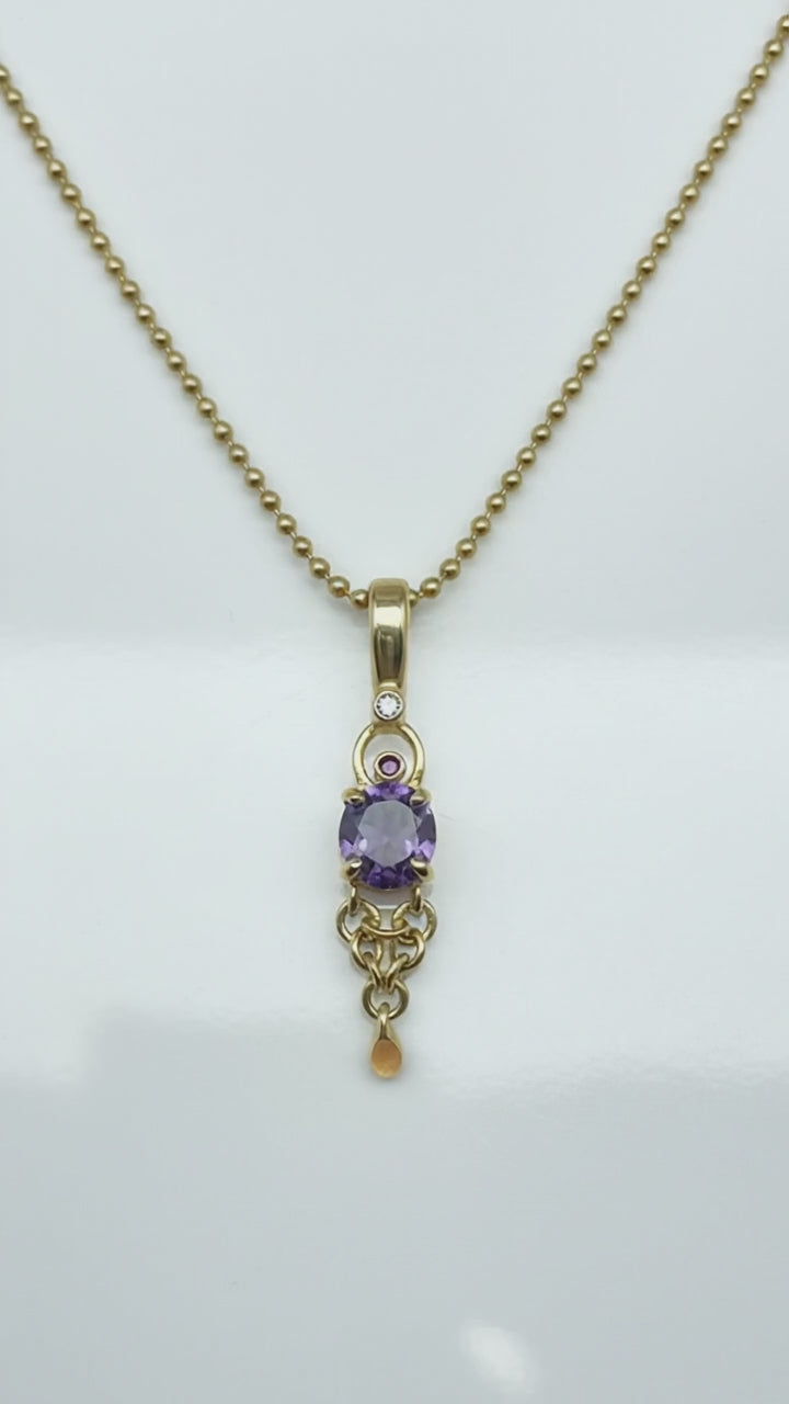Collier Or Jaune Améthyste et Diamant
