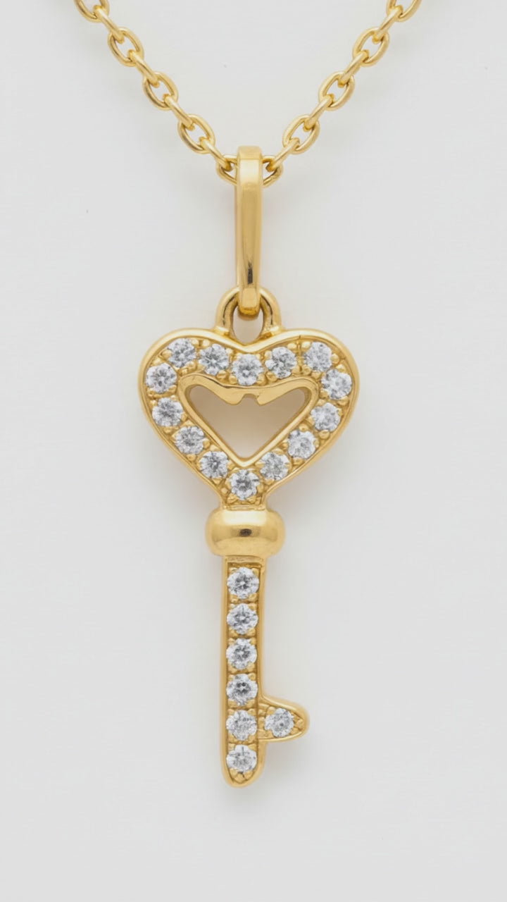 Collier clé cœur - Or jaune & Diamants
